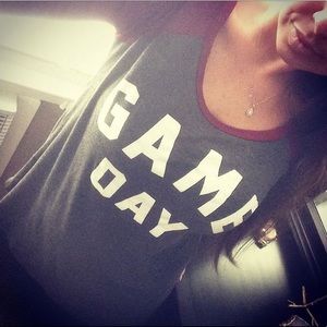 Lovely souls maroon/grey game day 3/4 slv baseball tee